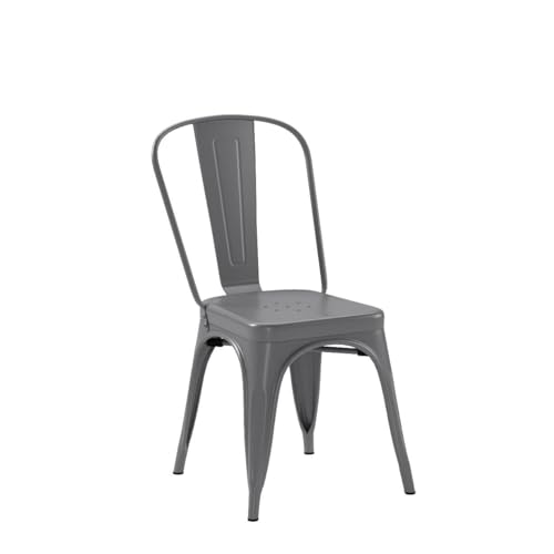 Dark Grey Amazon Basics Metal Dining Chair Set (4 Pieces)