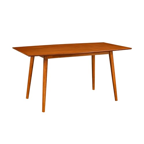 Mid-Century Modern 6-Person Brown Wood Dining Table with Chairs, 60"