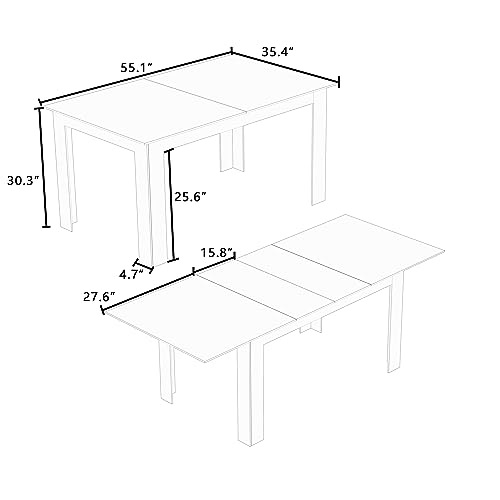 KUSTASH Finished Expandable Rectangular Wooden Dining Table for 6-8 People