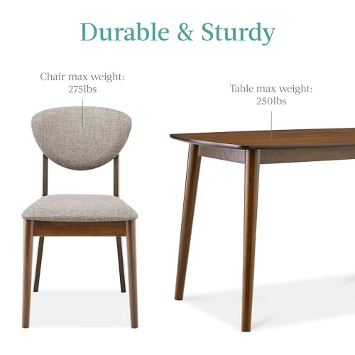 Compact Mid-Century Walnut & Light Gray Dining Set with 4 Chairs