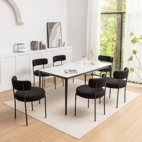 Modern Black Metal Legged Upholstered Dining Chair Set (4 Pack)