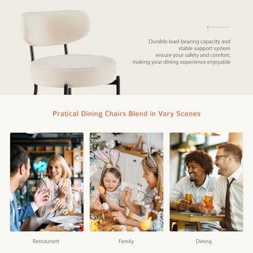 Sweetcrispy Mid Century Modern Beige Bouclé Dining Chair Set (4 Pieces)