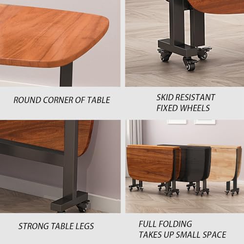 Solid Wood Drop Leaf Kitchen Table with Wheels