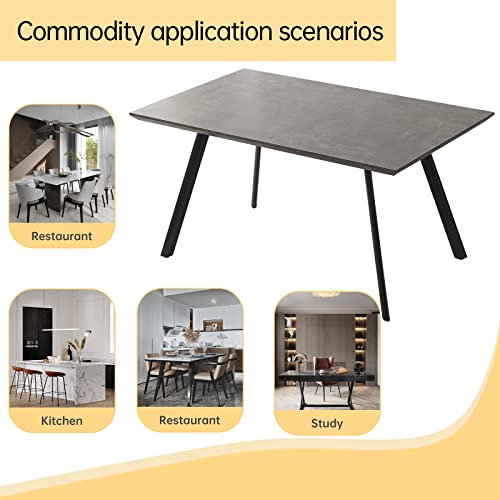 THE KUSTASH Contemporary Wooden Dining Table Set for 4 in Concrete Finish