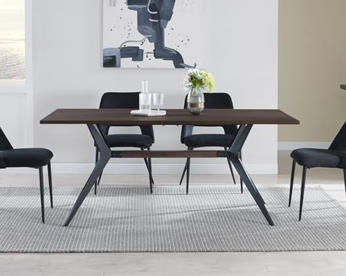 Mid Century Brown X-Metal Farmhouse Dining Table for 8 People