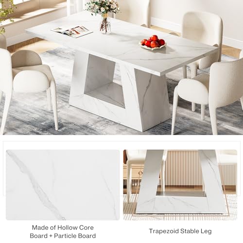 Elegant 63" Rectangular Wooden Dining Table for 4-6 People