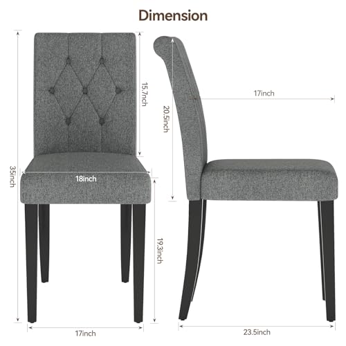 Elegant Grey Fabric Dining Chair Set of 4