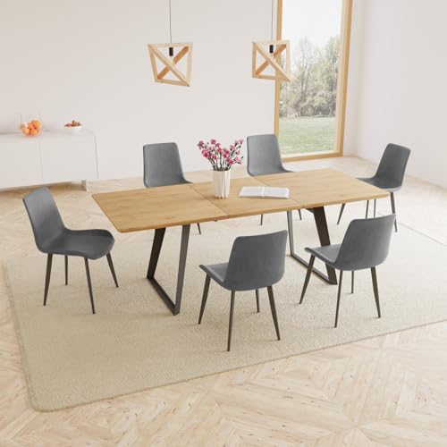 THE KUSTASH Modern Mid-Century Expandable Wooden Dining Set
