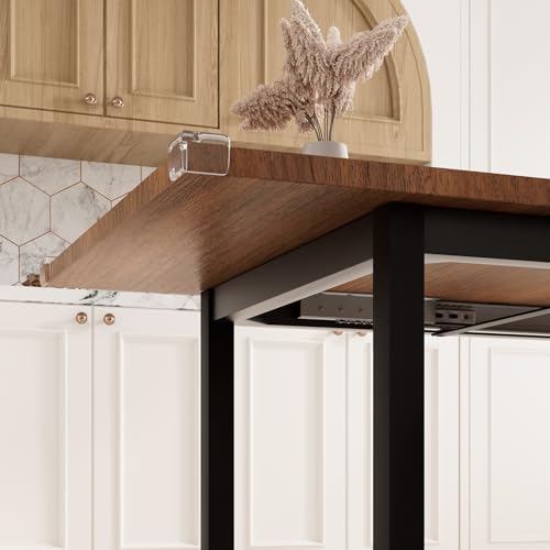 Walnut Extendable Dining Table with 6 Stools for 4-8 People