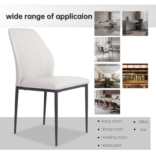 Modern Farmhouse Leather Dining Chair Set with Metal Legs (4 Pieces)