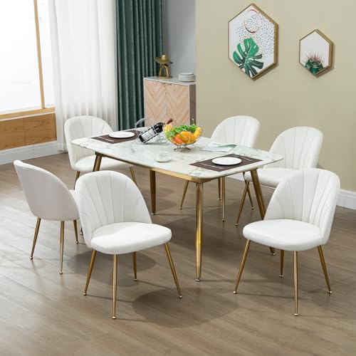 Elegant Set of 4 Velvet Dining Chairs with Gold Legs
