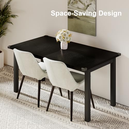 Feonase Extendable Modern Farmhouse Dining Table, Black, for Small Spaces