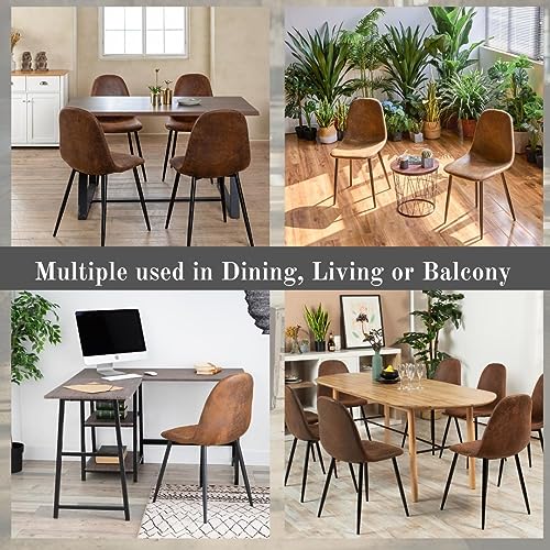 Homy Casa Mid-Century Modern Brown Upholstered Dining Chair Set (Set of 4)