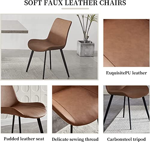 THE KUSTASH Modern Mid-Century 5-Piece Dining Set with Rectangular Table and Leather Chairs