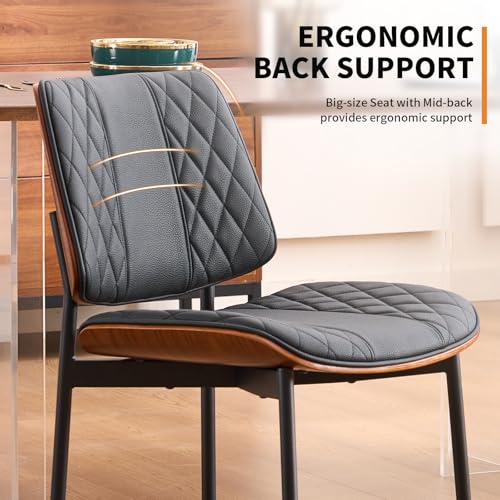 Mid Century Modern Black Upholstered Dining Chair Set