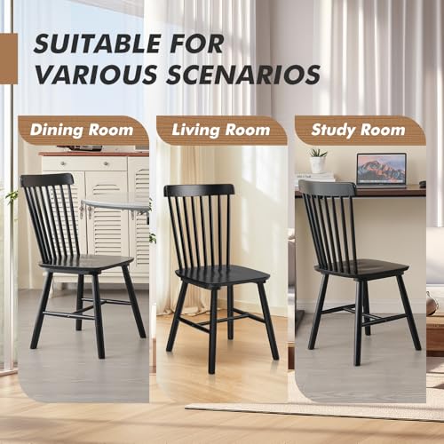 Windsor Set of 4 Black Spindle Back Dining Chairs