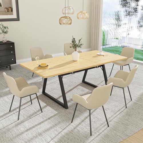 Mid Century Modern Wood Dining Table for 4-6, Versatile Home/Office