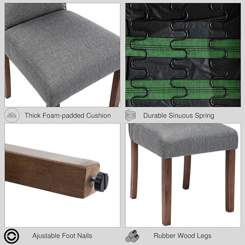 4 Smoky Grey Upholstered Parsons Dining Chairs with Nailhead Trim