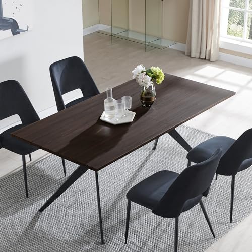 Mid Century Brown X-Metal Farmhouse Dining Table for 8 People