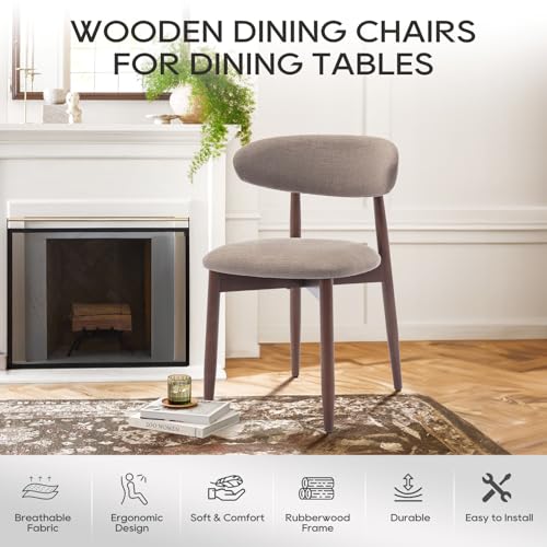 COLAMY Camel Fabric Dining Chair Set of 4
