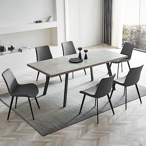 Expandable 7-Piece Modern Dining Set with 6 Chairs for Small Spaces