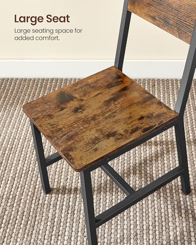 VASAGLE Rustic Wood Dining Chair Set – 4 Pieces, Metal Frame, Easy Assembly, Comfortable