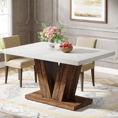 47-Inch White Farmhouse Dining Table for 4