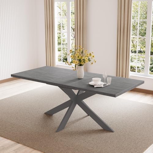 79-Inch Rustic Farmhouse Dining Table - Large Expandable Wooden Table for Home and Office