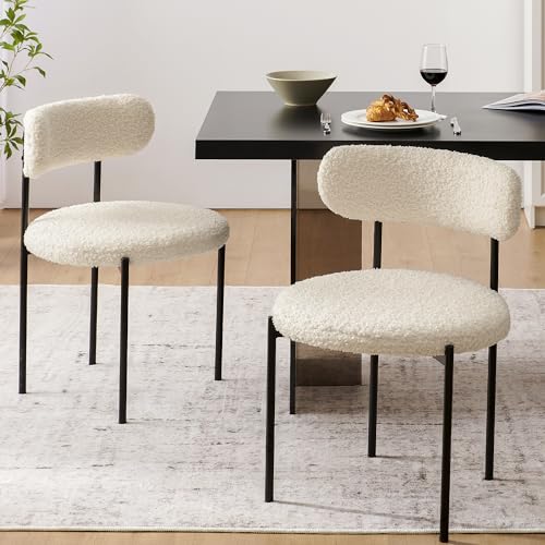 Stylish Black and White Upholstered Dining Chair Set of 4