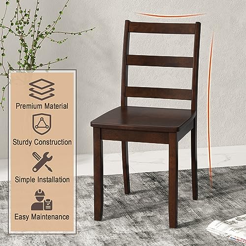 Giantex Walnut Armless Dining Chairs, Rubber Wood Legs, 400 lbs Max Load