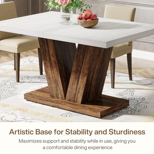 47-Inch White Farmhouse Dining Table for 4