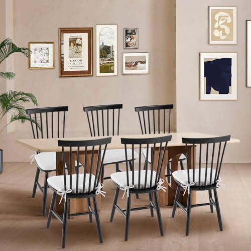 COLAMY Set of 6 Black Windsor Dining Chairs
