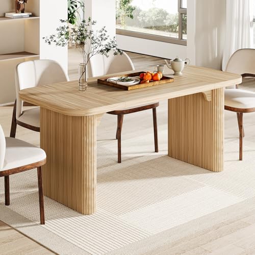 THE KUSTASH 62-Inch Natural Farmhouse Dining Table for 4-6 People