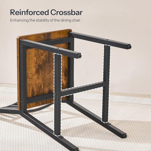 HOOBRO Rustic Brown & Black Kitchen Chairs - Easy Assembly Dining Chairs