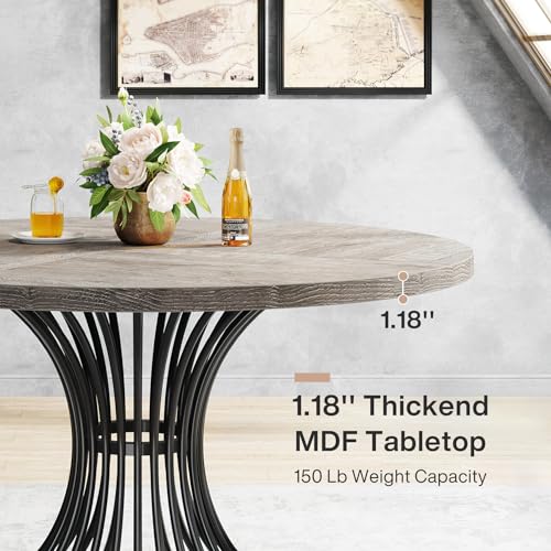 Round Farmhouse Dining Table for 4-6 Guests