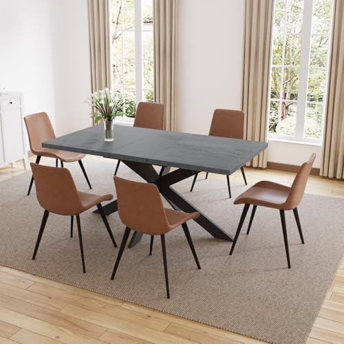 79-Inch Rustic Farmhouse Dining Table - Large Expandable Wooden Table for Home and Office